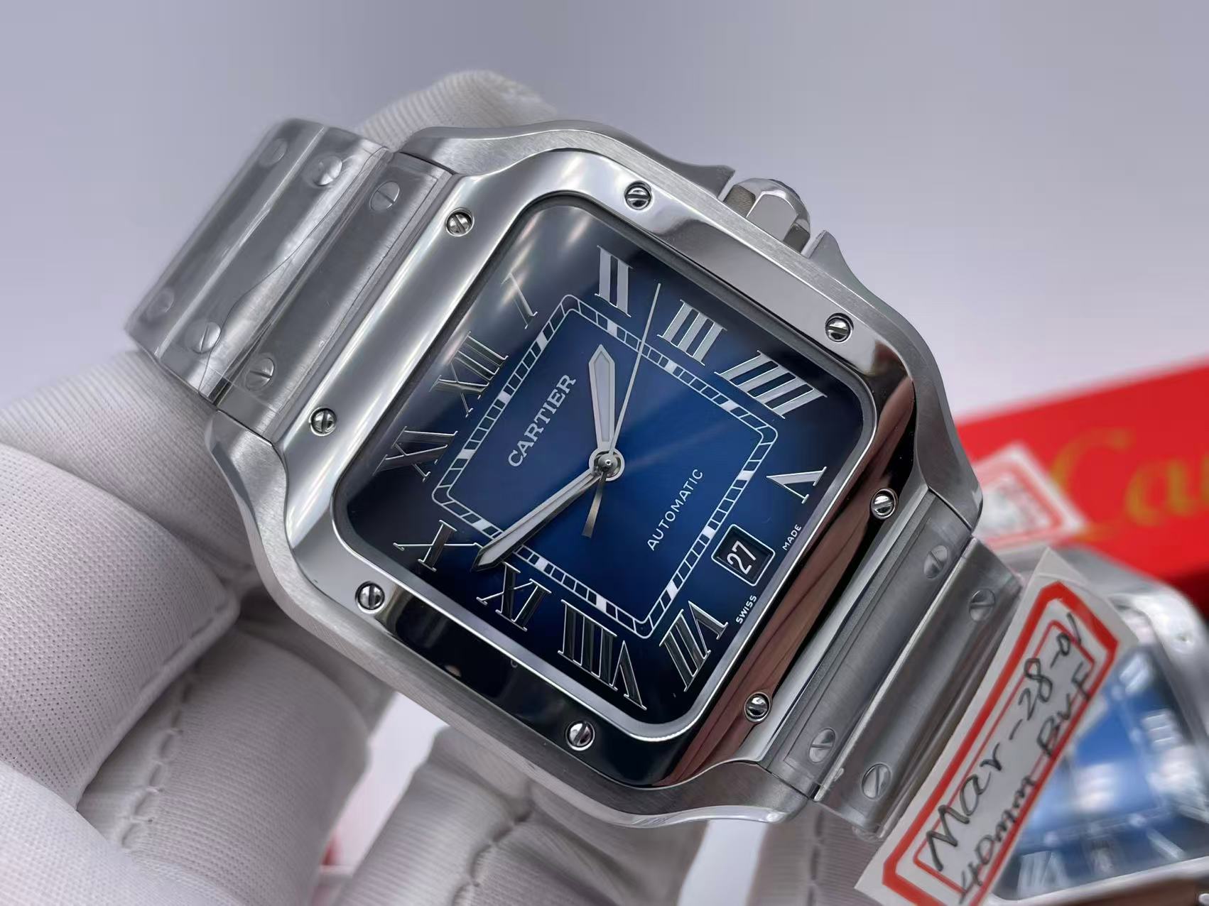 CAR0450B - Santos De Cartier 2018 Mens XL SS/SS Blue BVF MY9015 $468