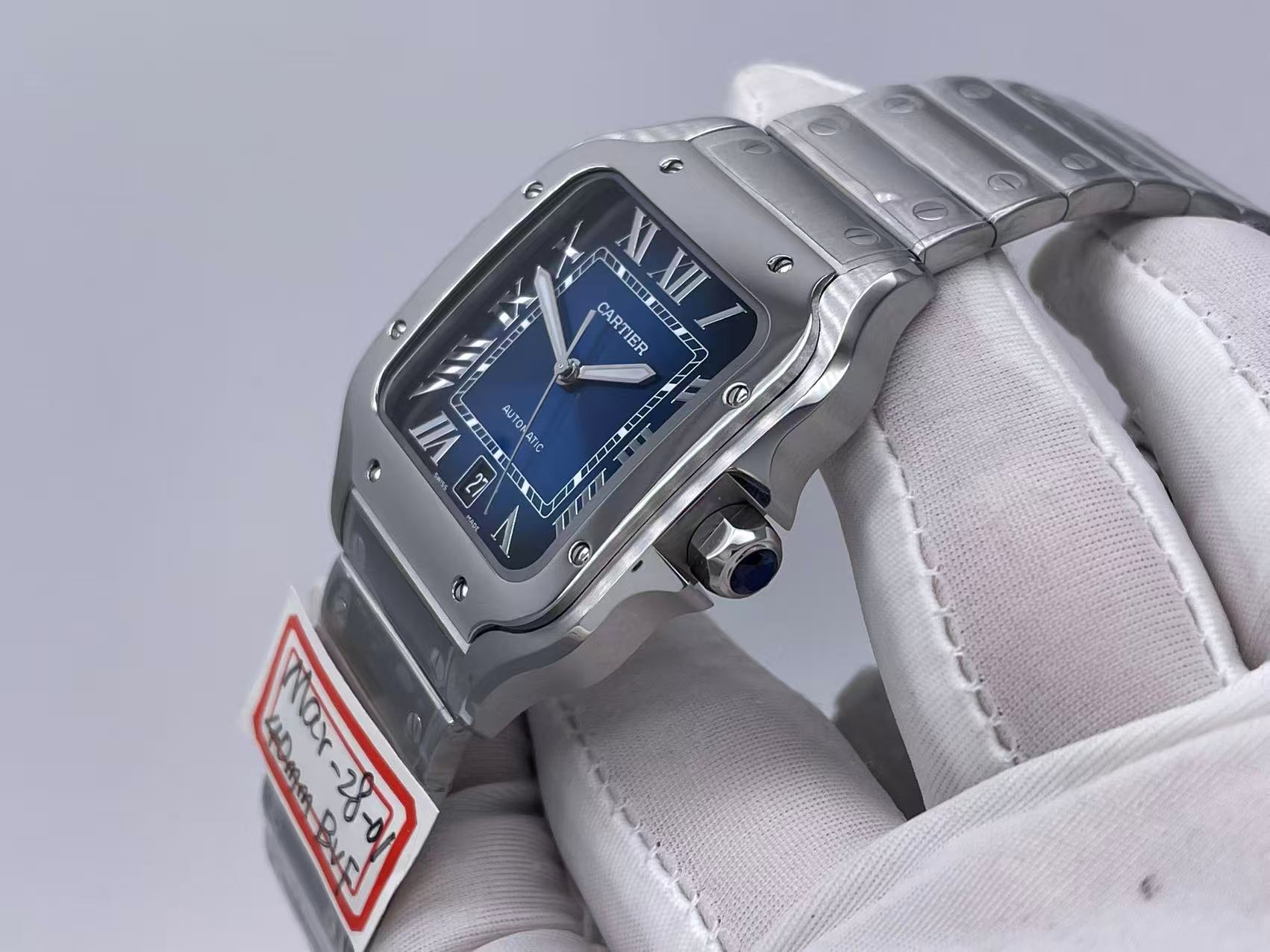 CAR0450B - Santos De Cartier 2018 Mens XL SS/SS Blue BVF MY9015 $468