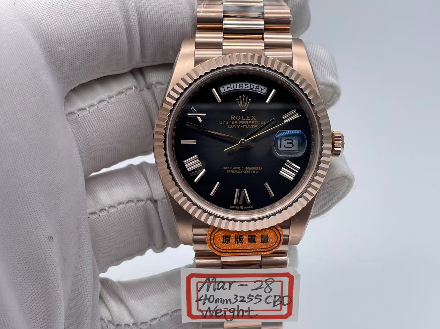 RDD0381A - DayDate 40mm Flt Wt RG/RG O-Gry/Rm/Stk CBDVR3255 $718