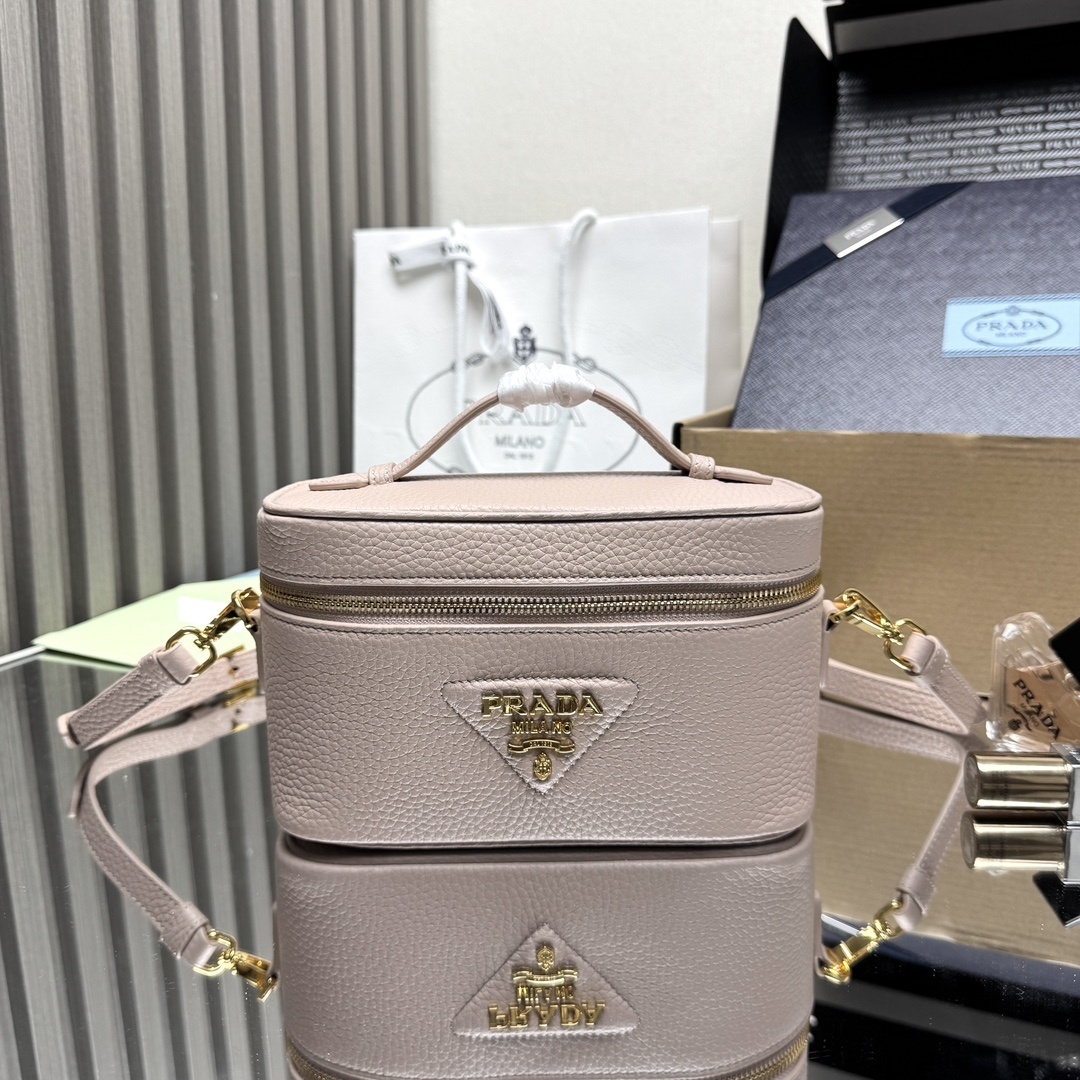 Prada Leather Mini-Bag Vanity with gold hardware