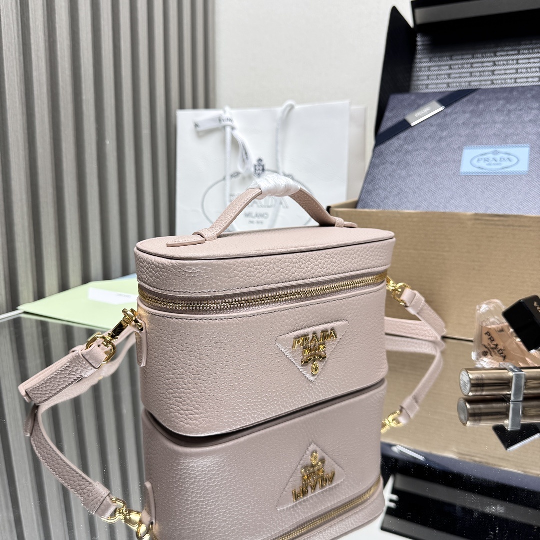 Prada Leather Mini-Bag Vanity with gold hardware