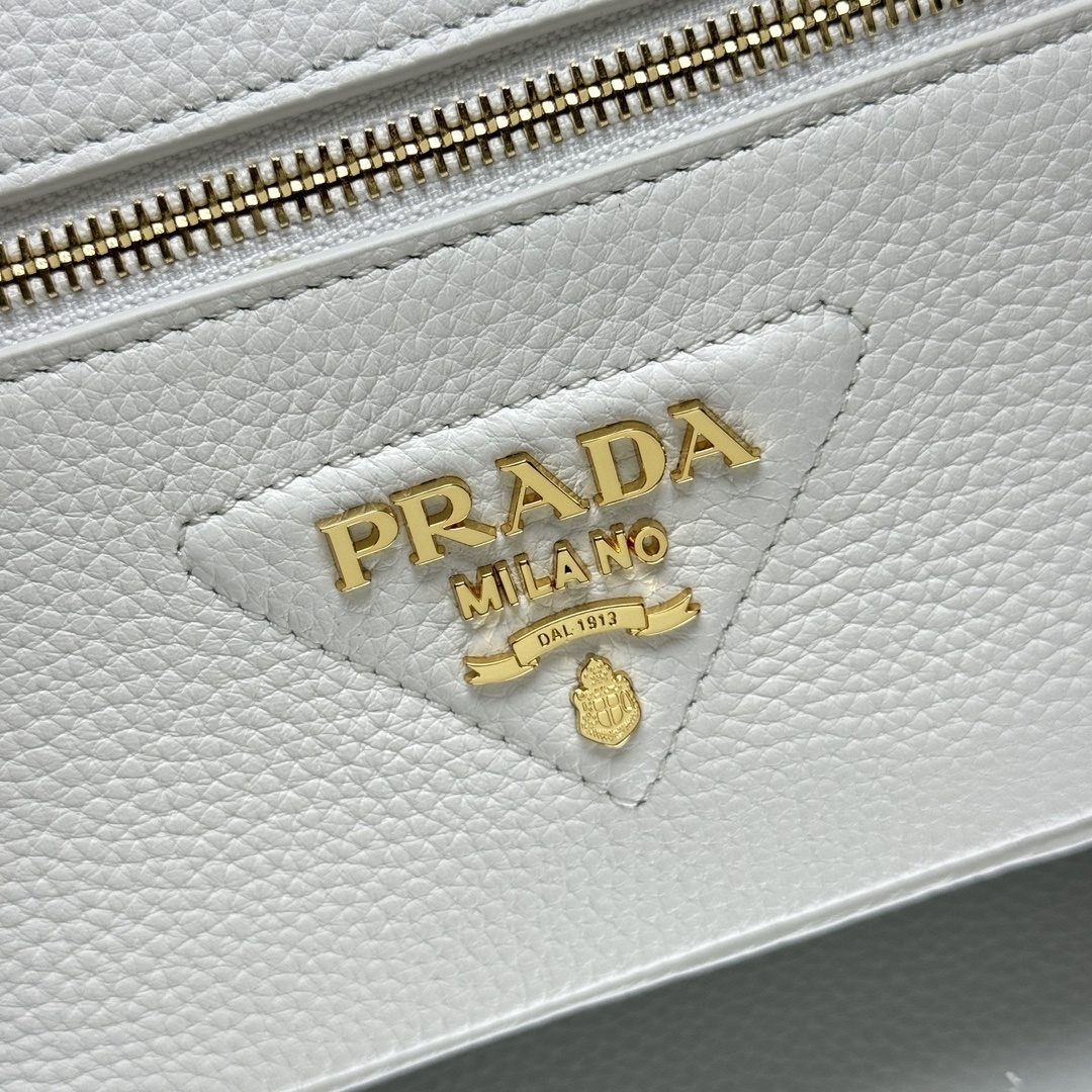 Prada Saffiano leather mini vanity bag in white