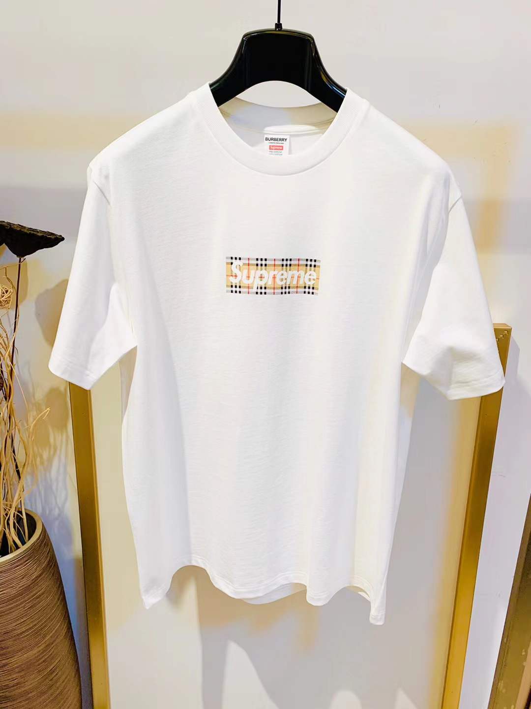 Supreme x Burberry Box Logo T-shirt in white, released as part of the Spring/Summer 2022 collection