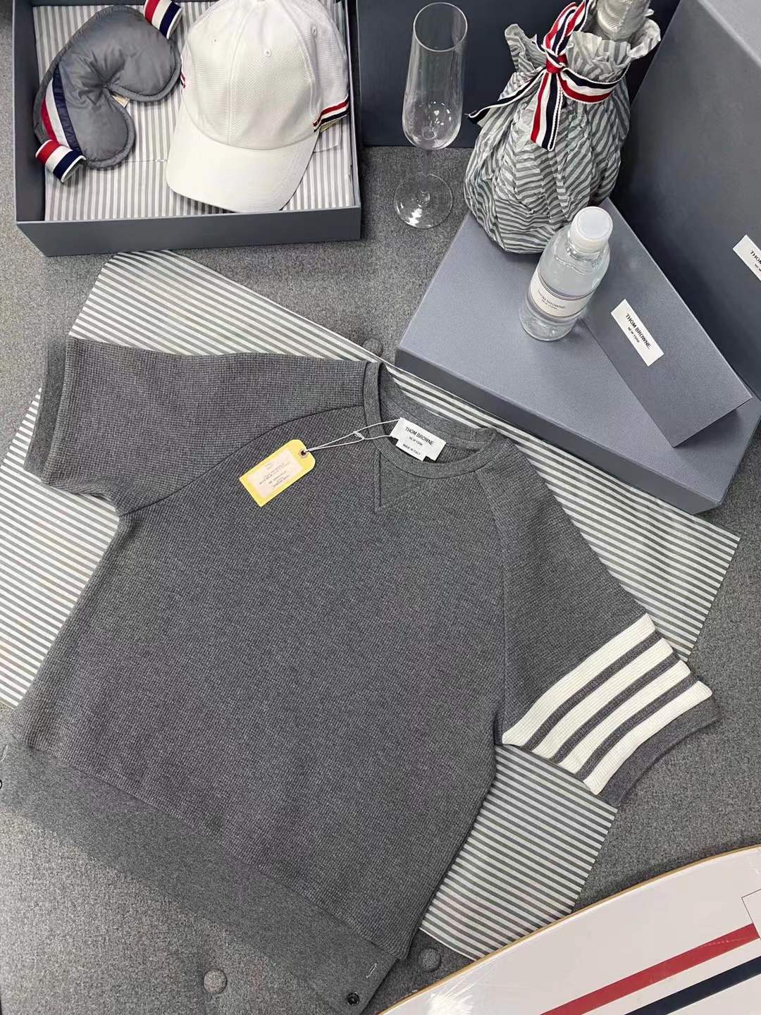 thom browne grey crewneck sweater