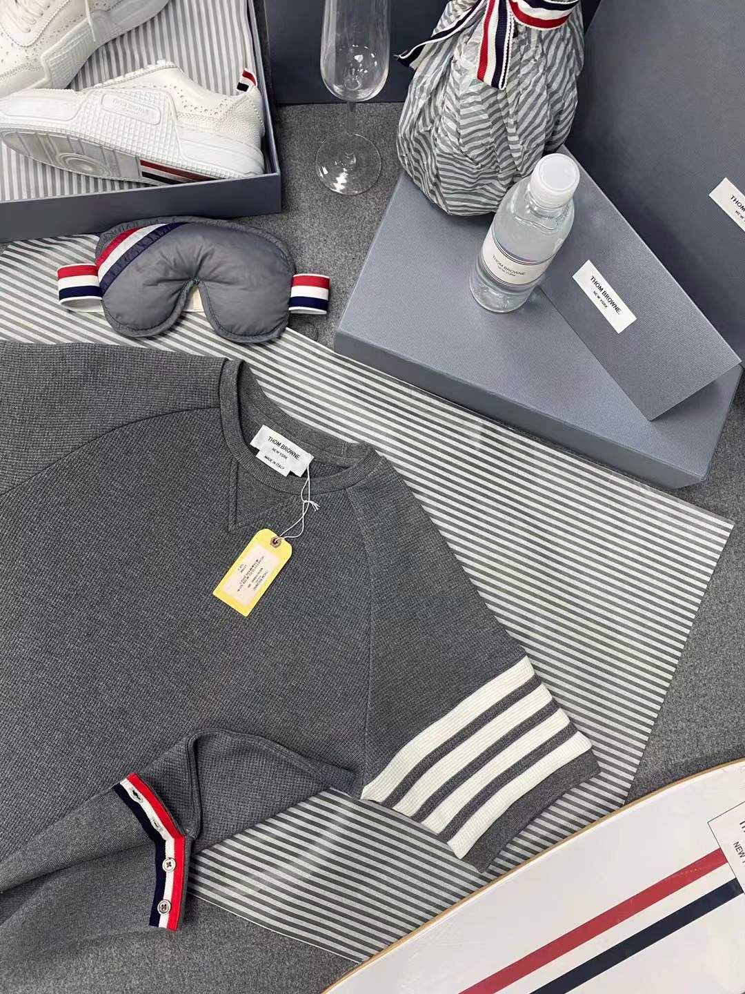thom browne grey crewneck sweater