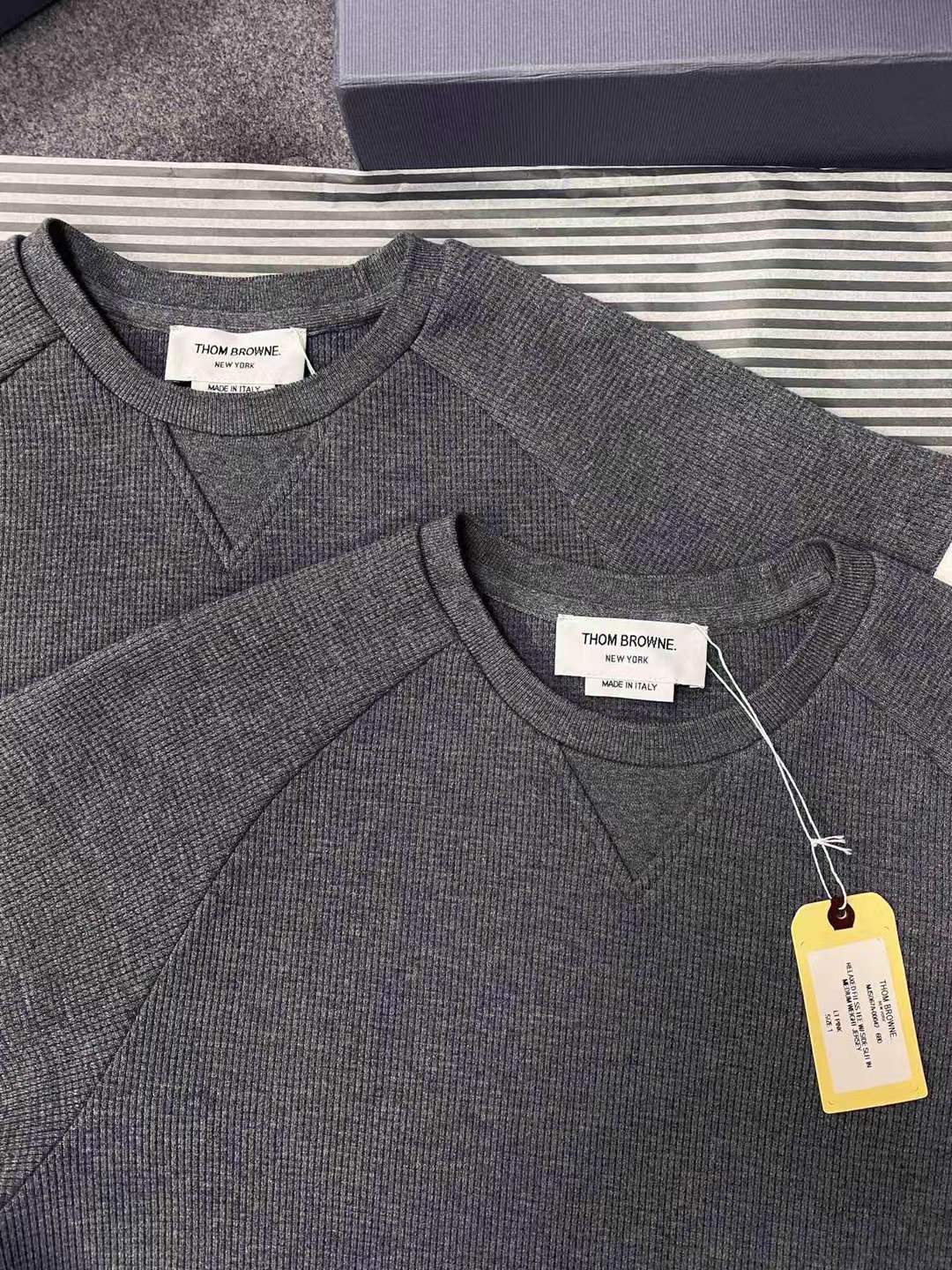 thom browne grey crewneck sweater