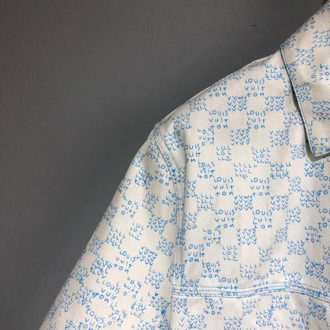LV Landscape Short-Sleeved Denim Shirt which features a landscape print that fades into a Damier spread motif.