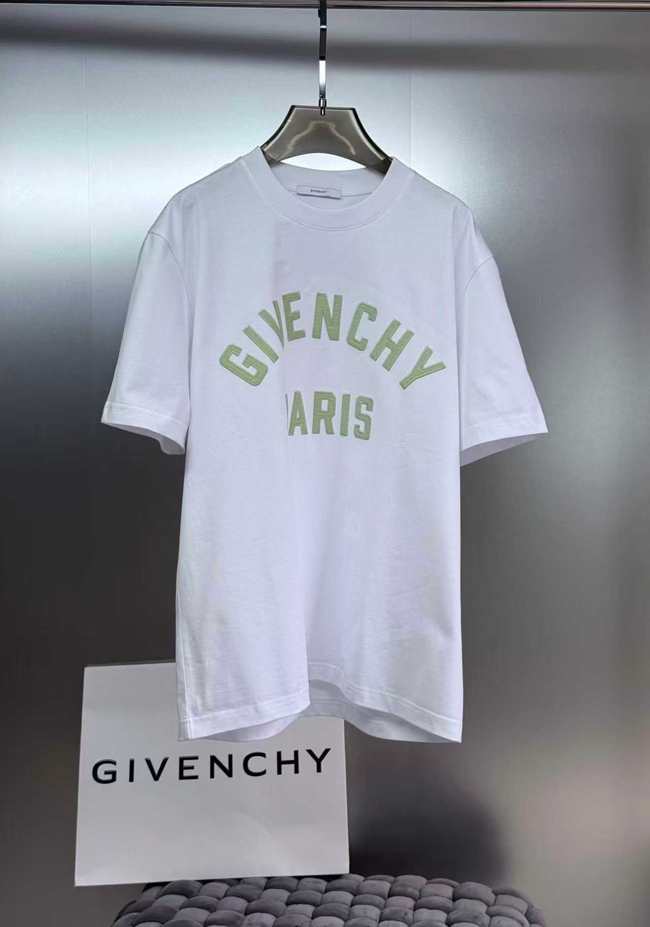 Givenchy Paris T-shirt features green embroidery