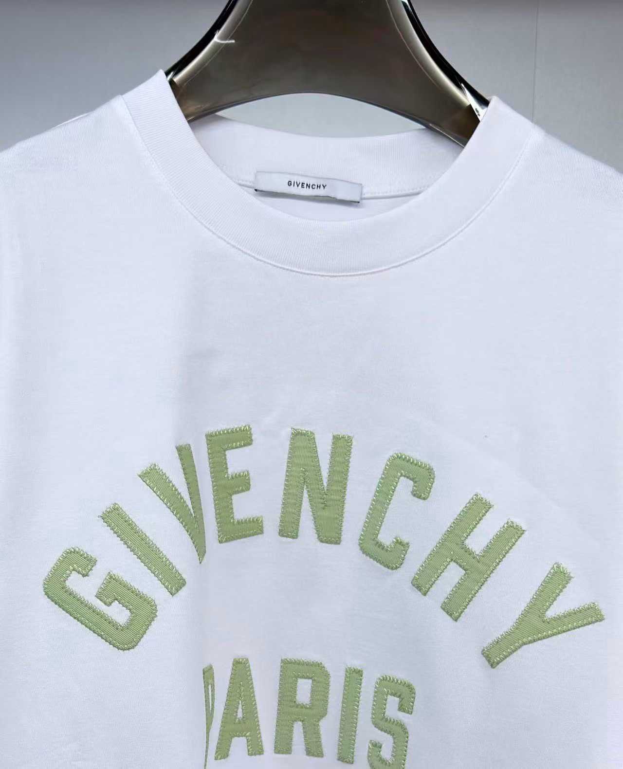 Givenchy Paris T-shirt features green embroidery