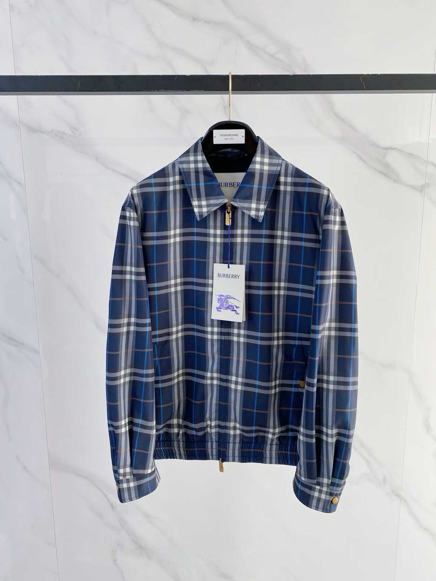 burberry Burberry check cotton blouson jacket in blue