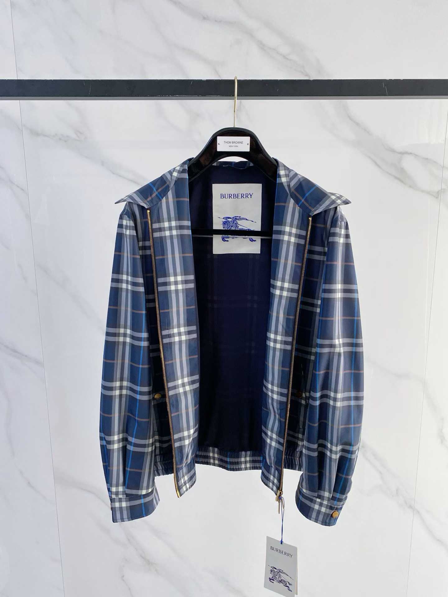 burberry Burberry check cotton blouson jacket in blue