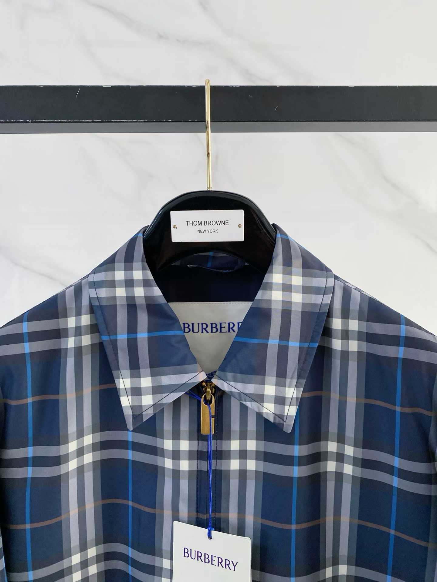 burberry Burberry check cotton blouson jacket in blue