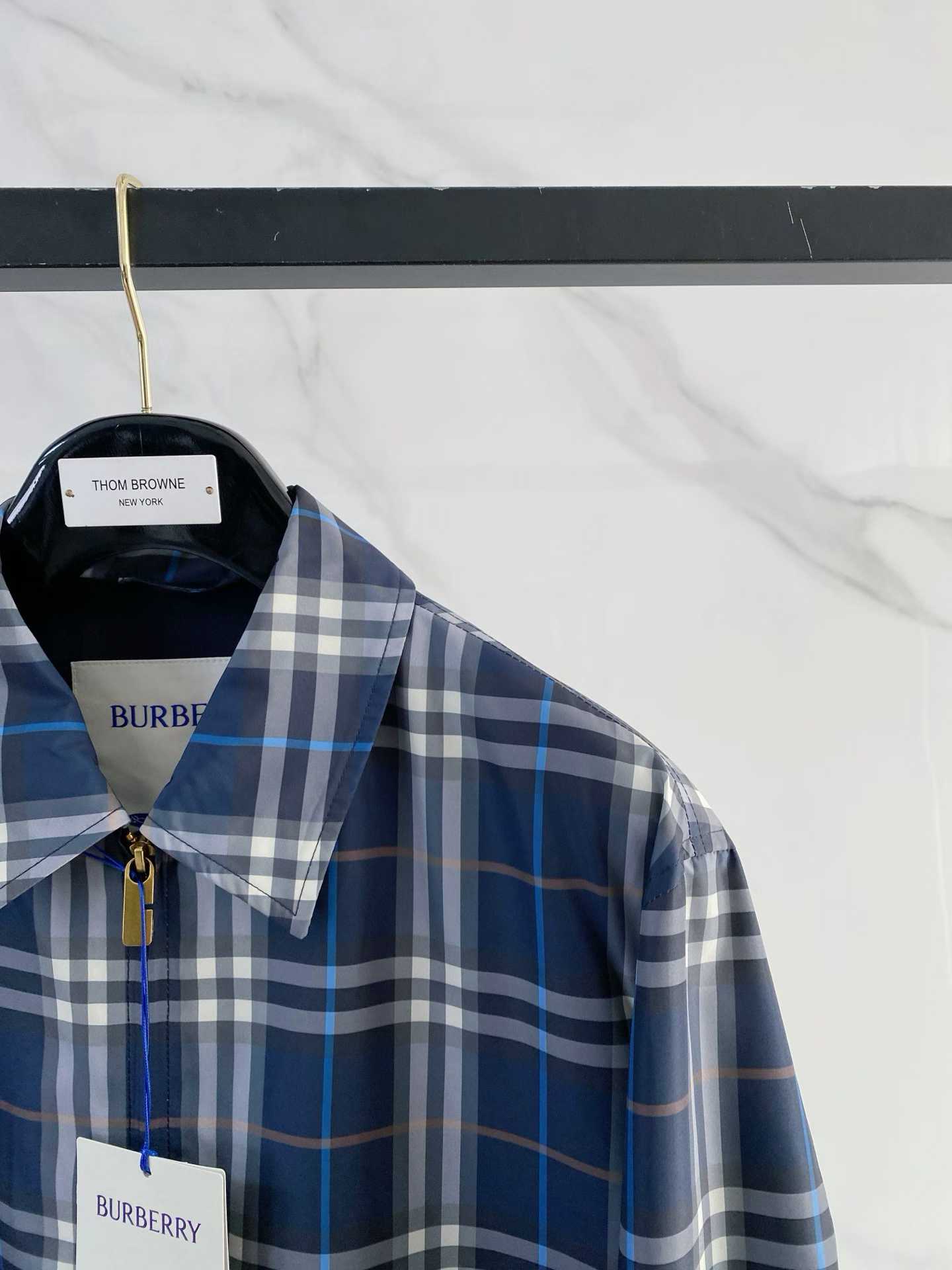 burberry Burberry check cotton blouson jacket in blue