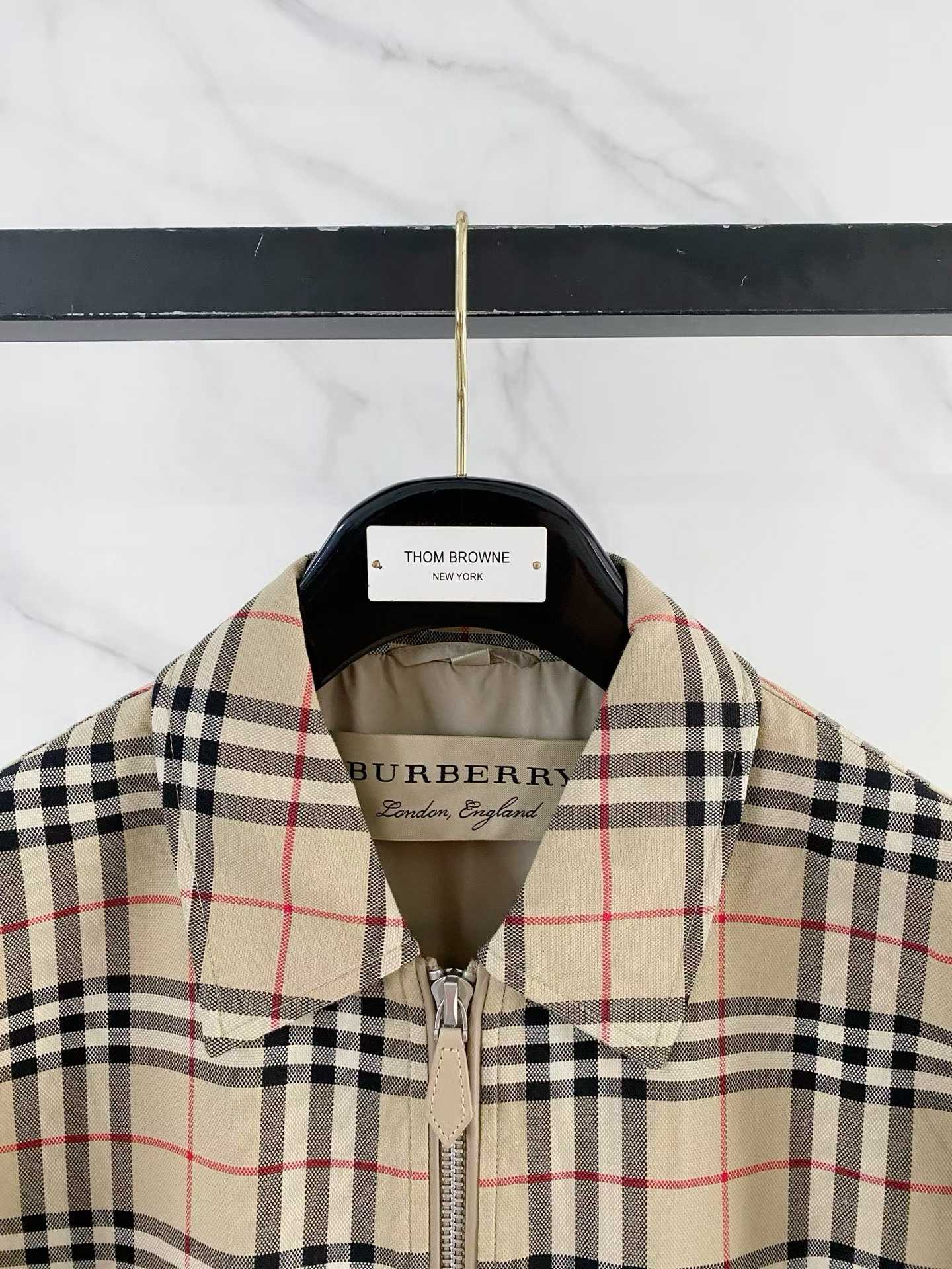 Burberry beige checked cotton Harrington jacket
