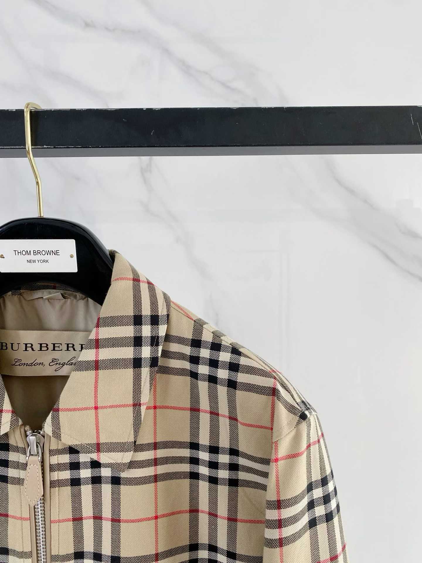 Burberry beige checked cotton Harrington jacket