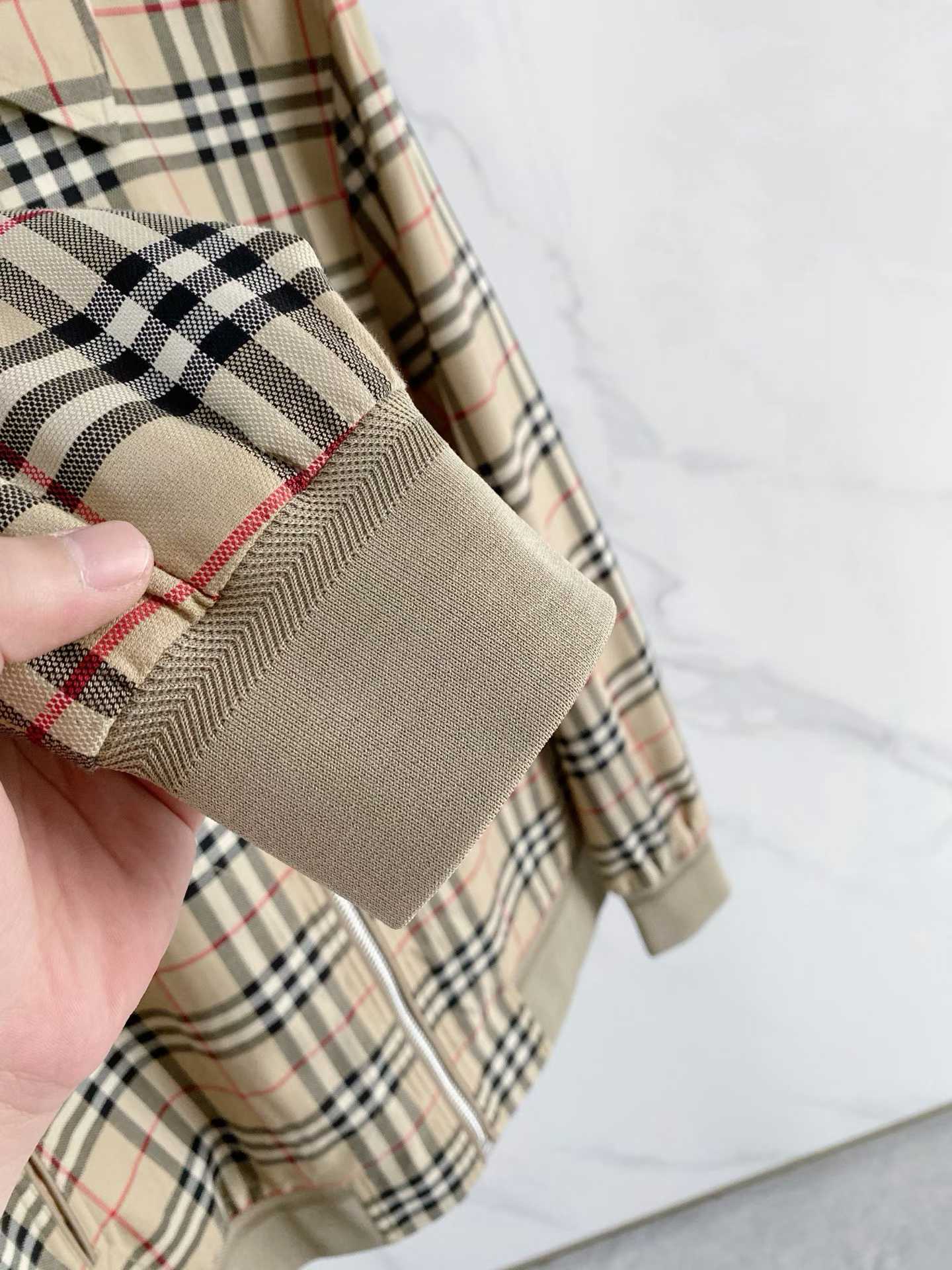 Burberry beige checked cotton Harrington jacket