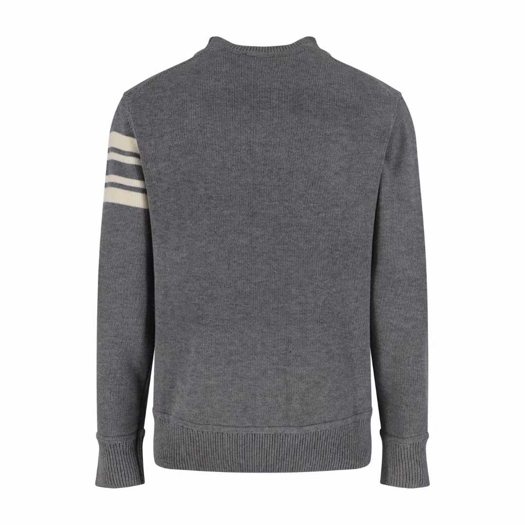 Moncler charcoal grey logo-embroidered crew neck sweater