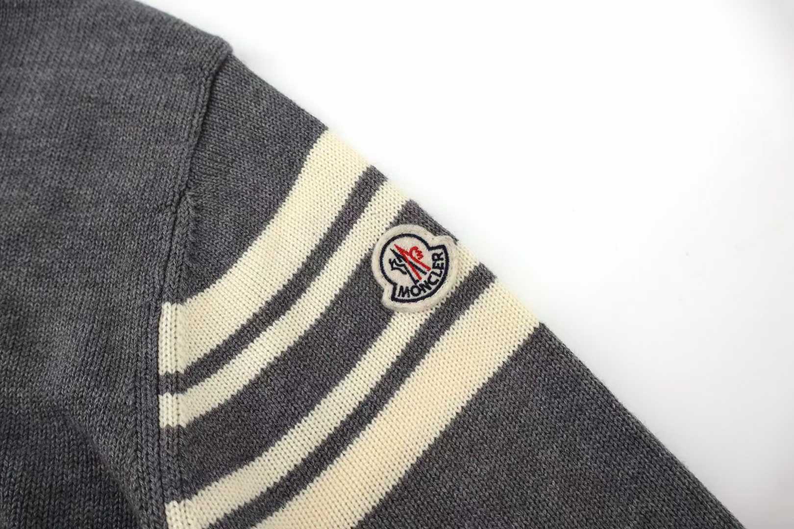 Moncler charcoal grey logo-embroidered crew neck sweater