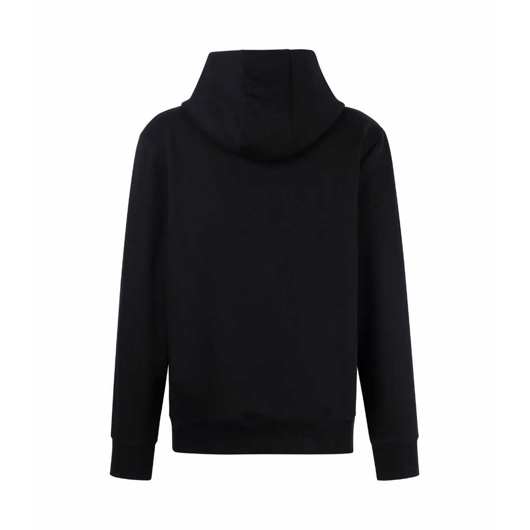 Moncler logo patch cotton hoodie black