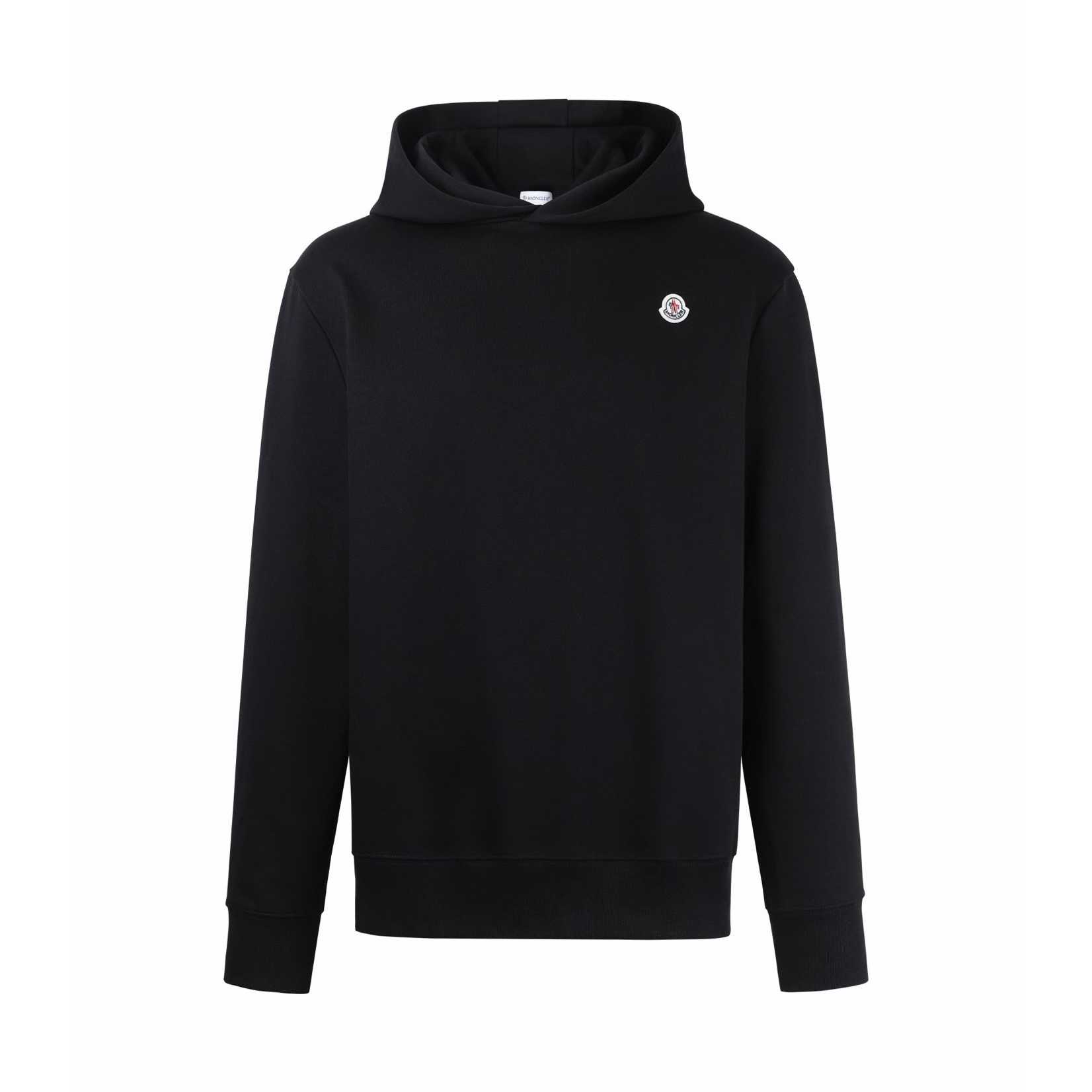Moncler logo patch cotton hoodie black