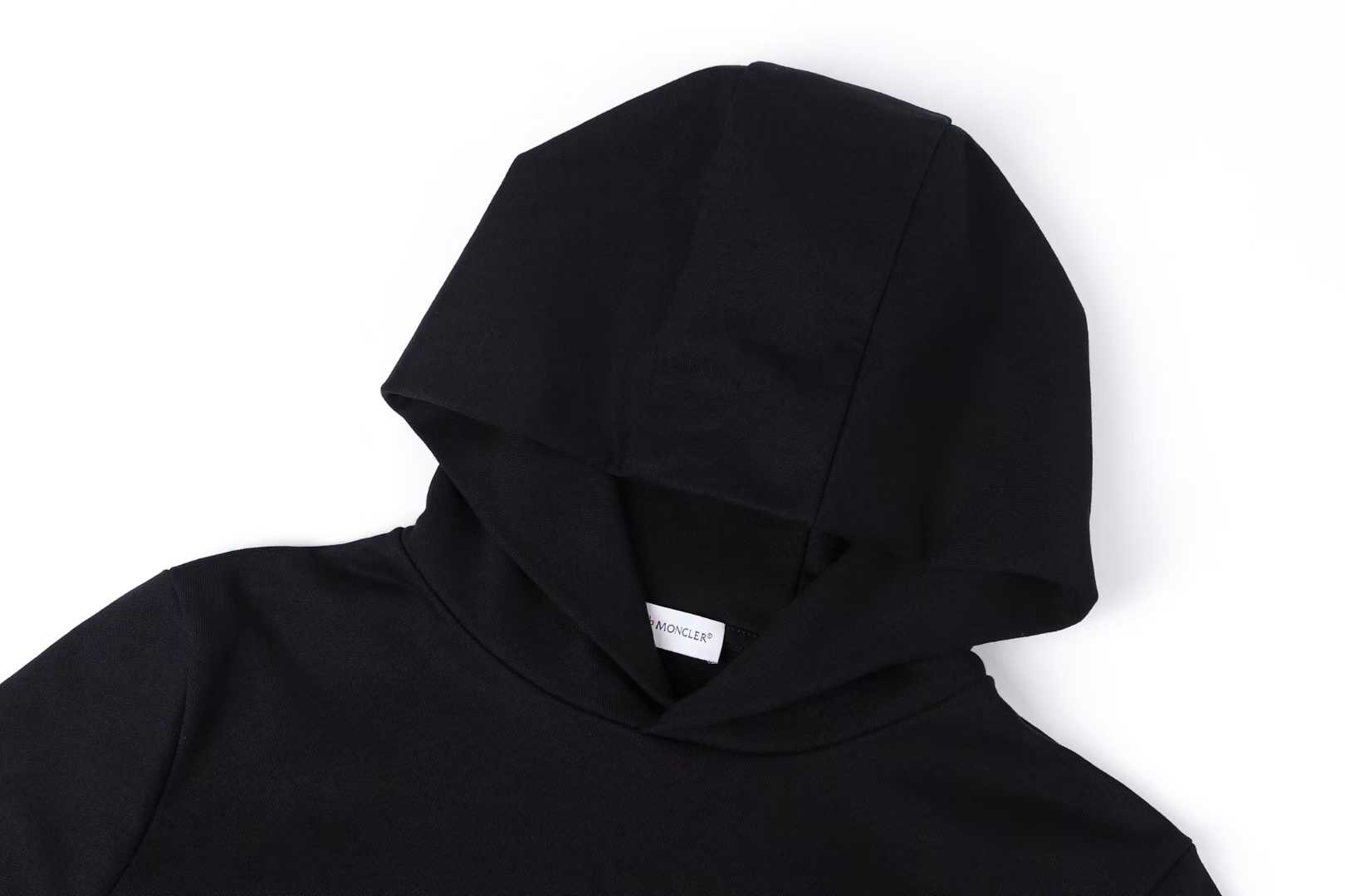 Moncler logo patch cotton hoodie black