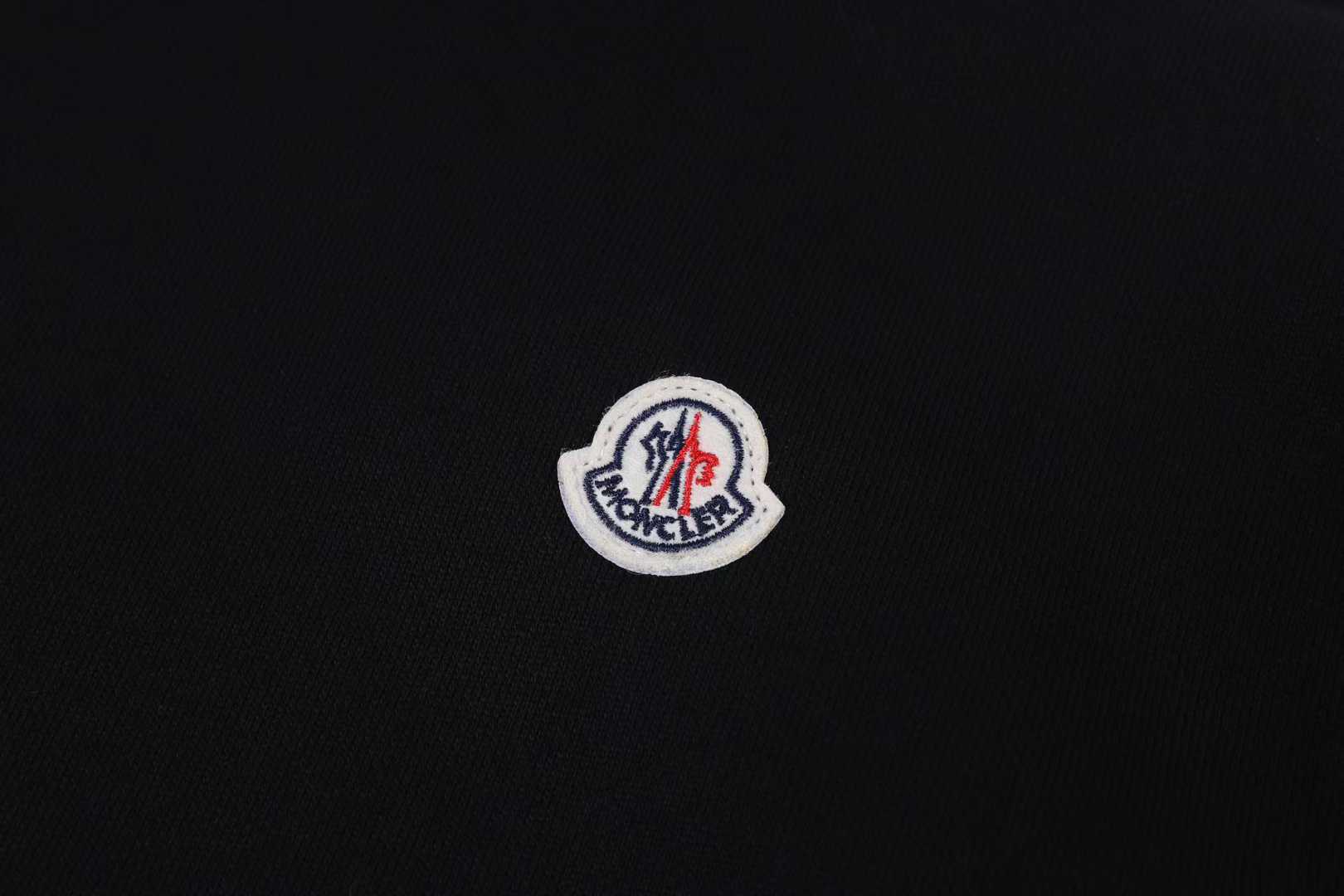 Moncler logo patch cotton hoodie black