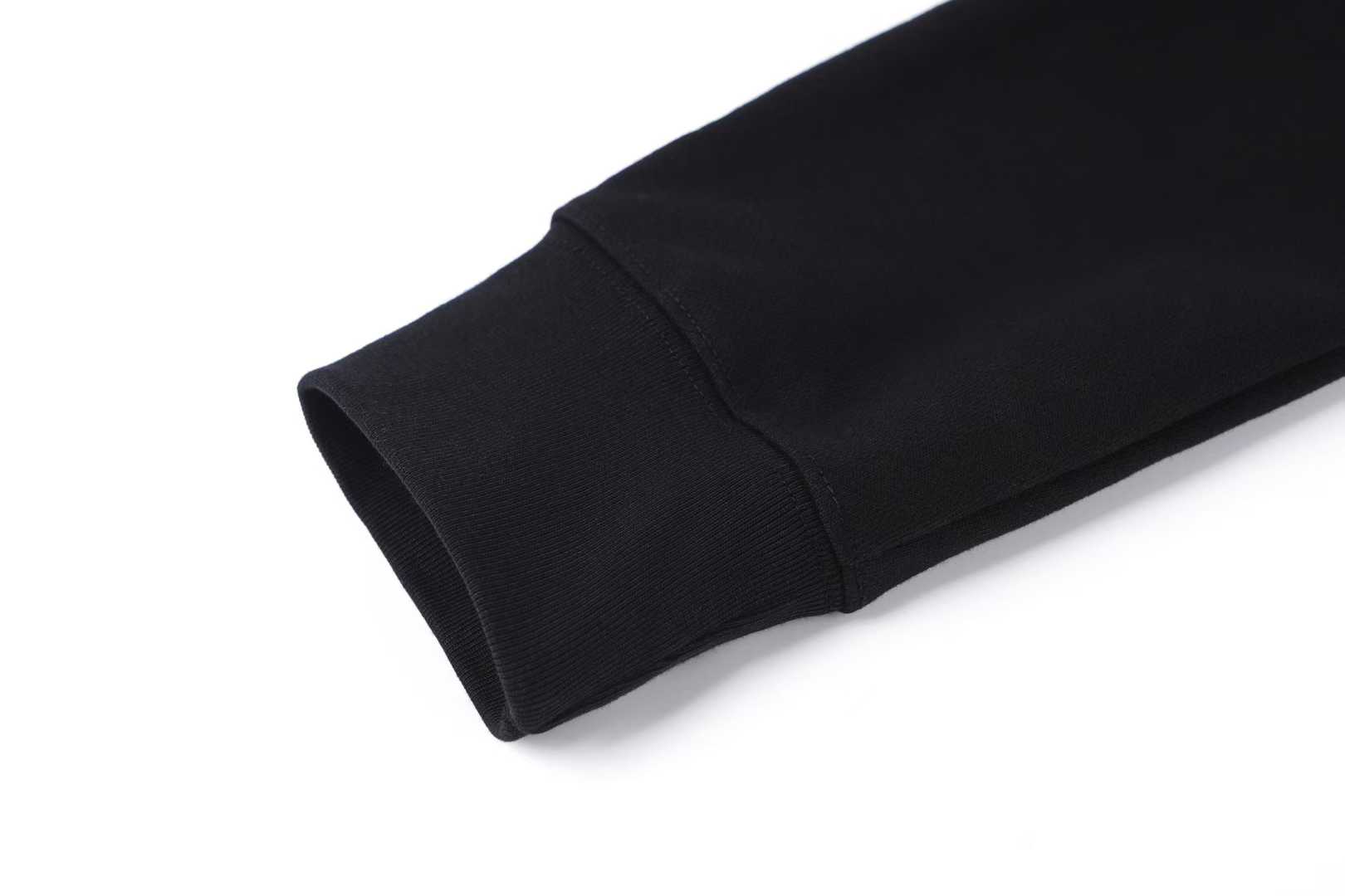 Moncler logo patch cotton hoodie black