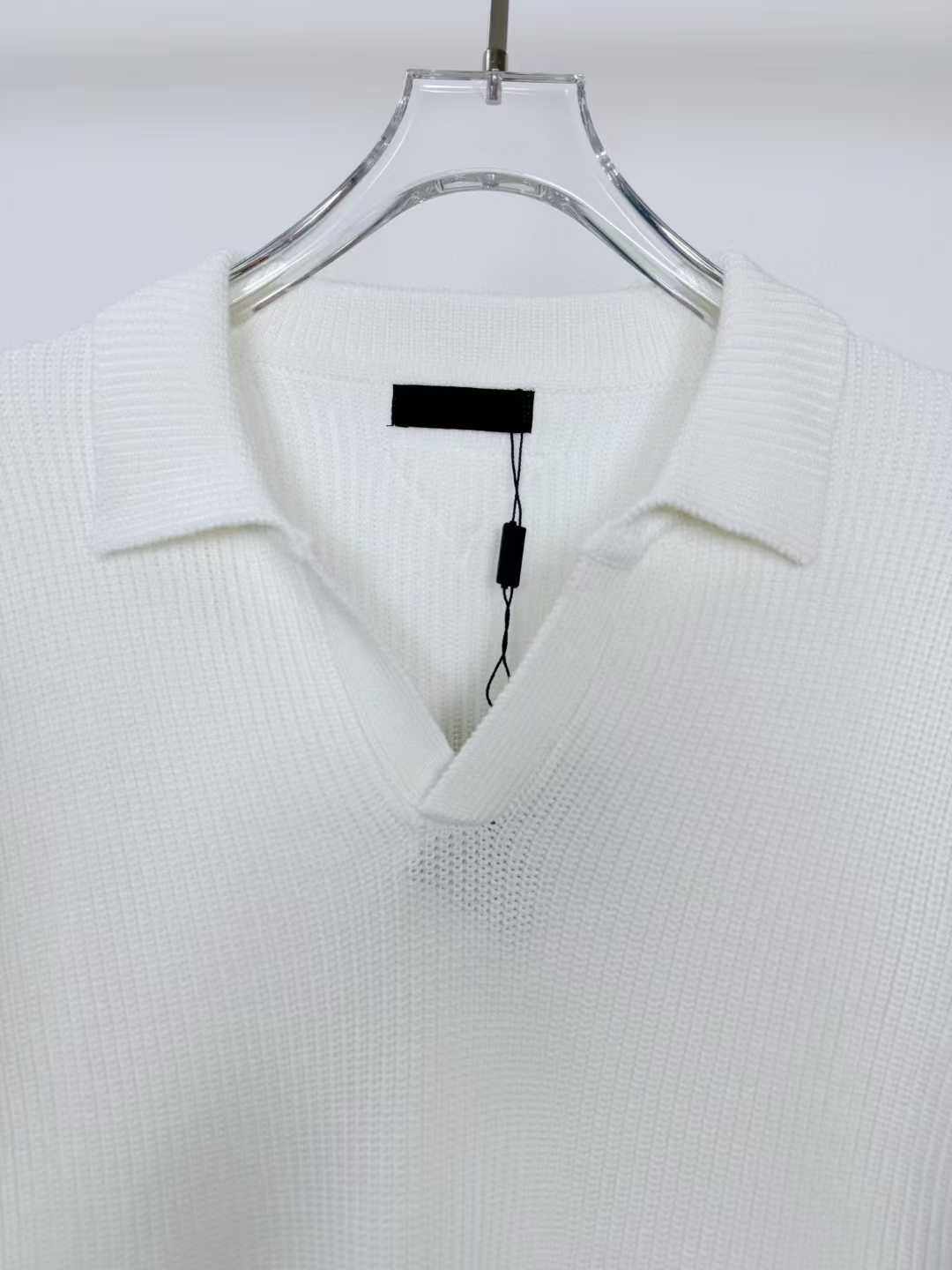 Tom Ford semi-sheer white cotton polo sweater