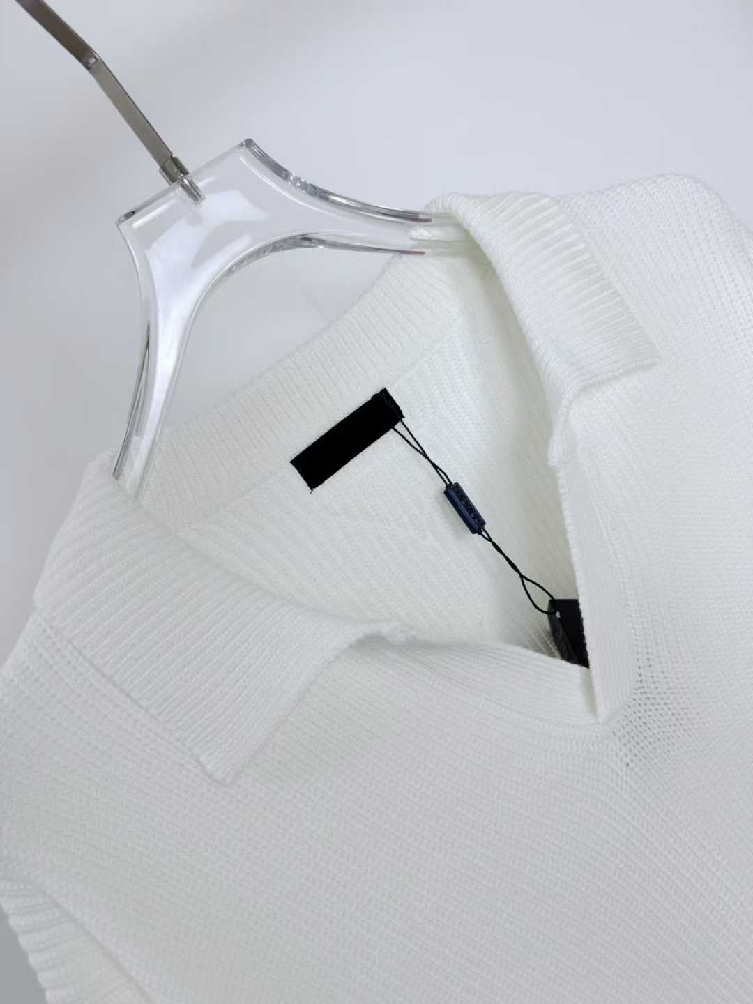 Tom Ford semi-sheer white cotton polo sweater