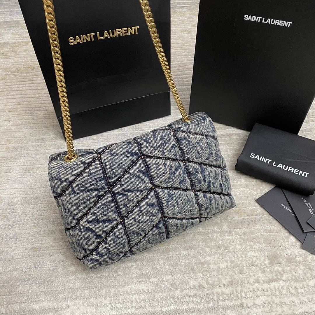 Saint Laurent Loulou Puffer bag available in various denim styles such as the Toy or Medium size