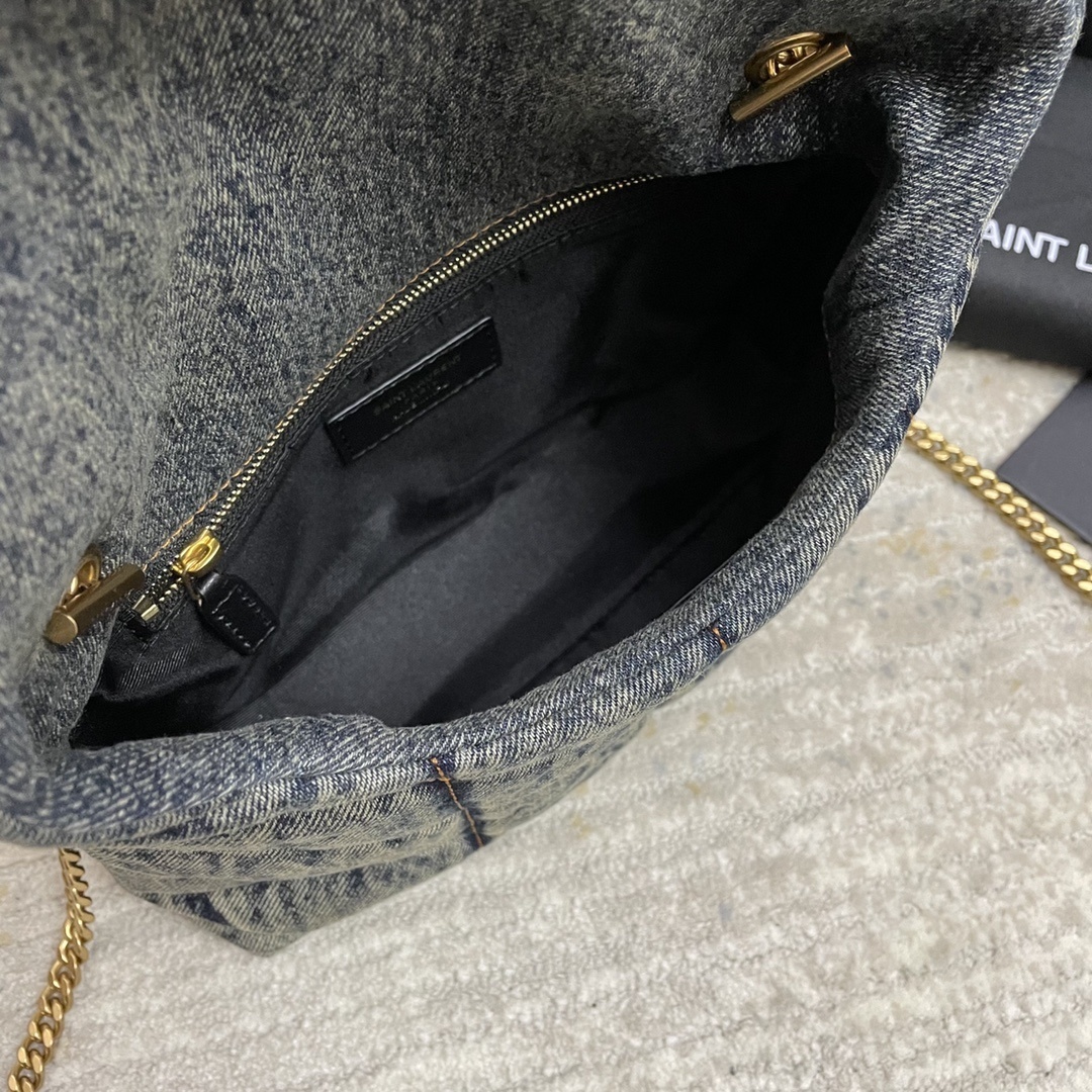 Saint Laurent Loulou Puffer bag available in various denim styles such as the Toy or Medium size