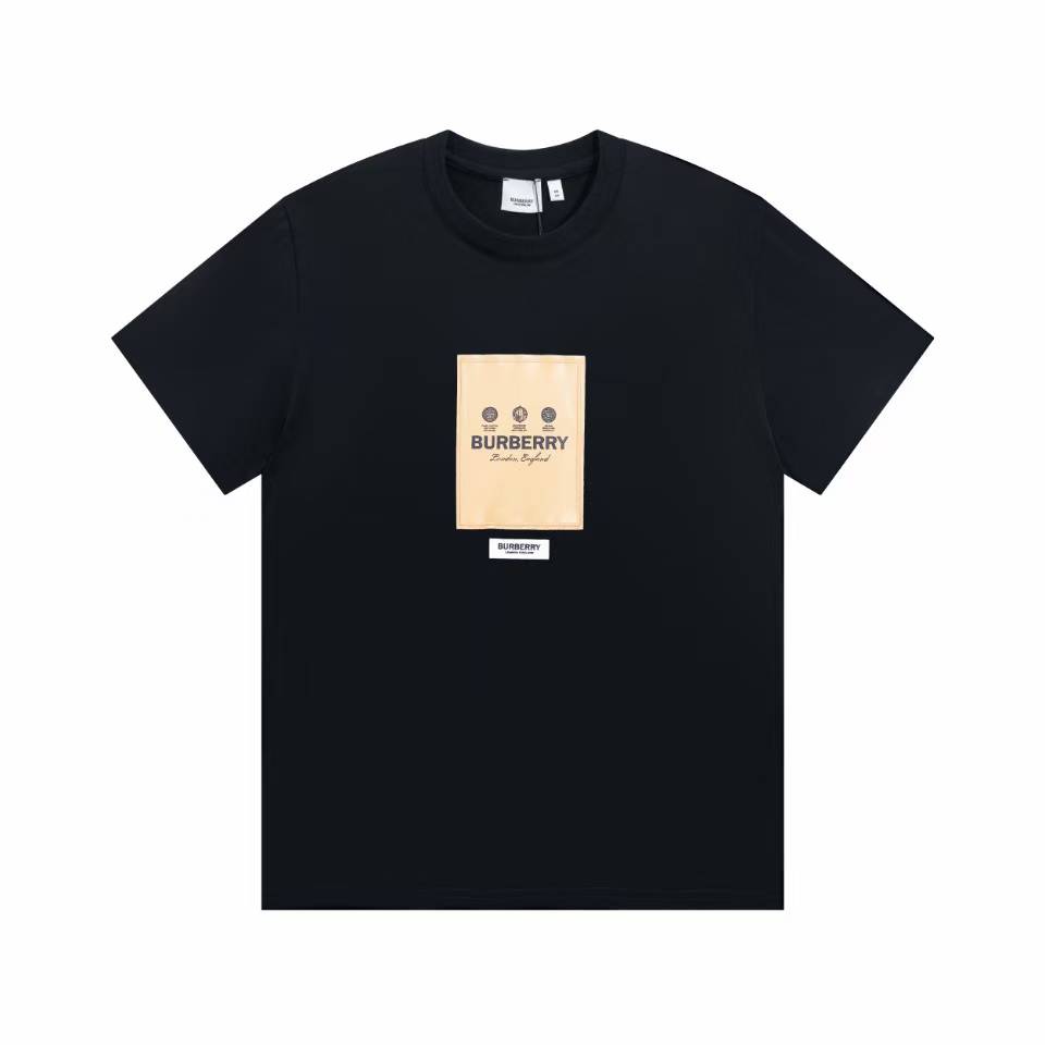 Burberry Label Appliqué Cotton Oversized T-Shirt black