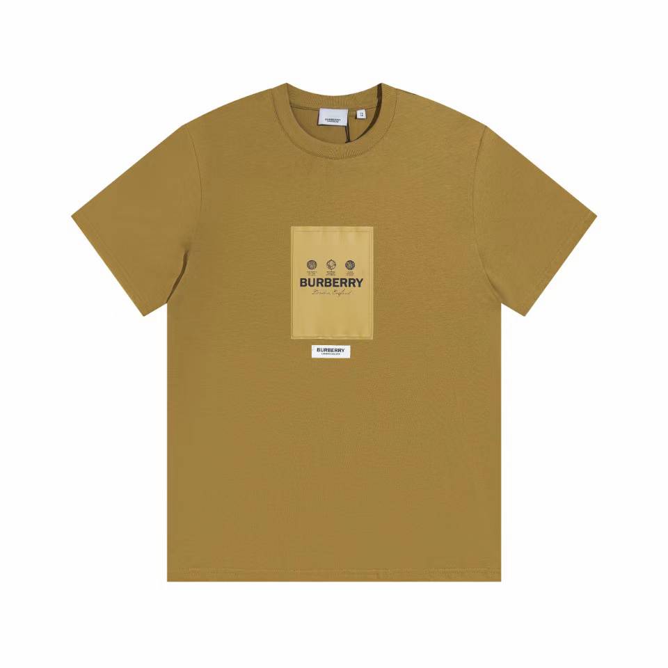 Burberry Label Appliqué Cotton Oversized T-Shirt in Camel