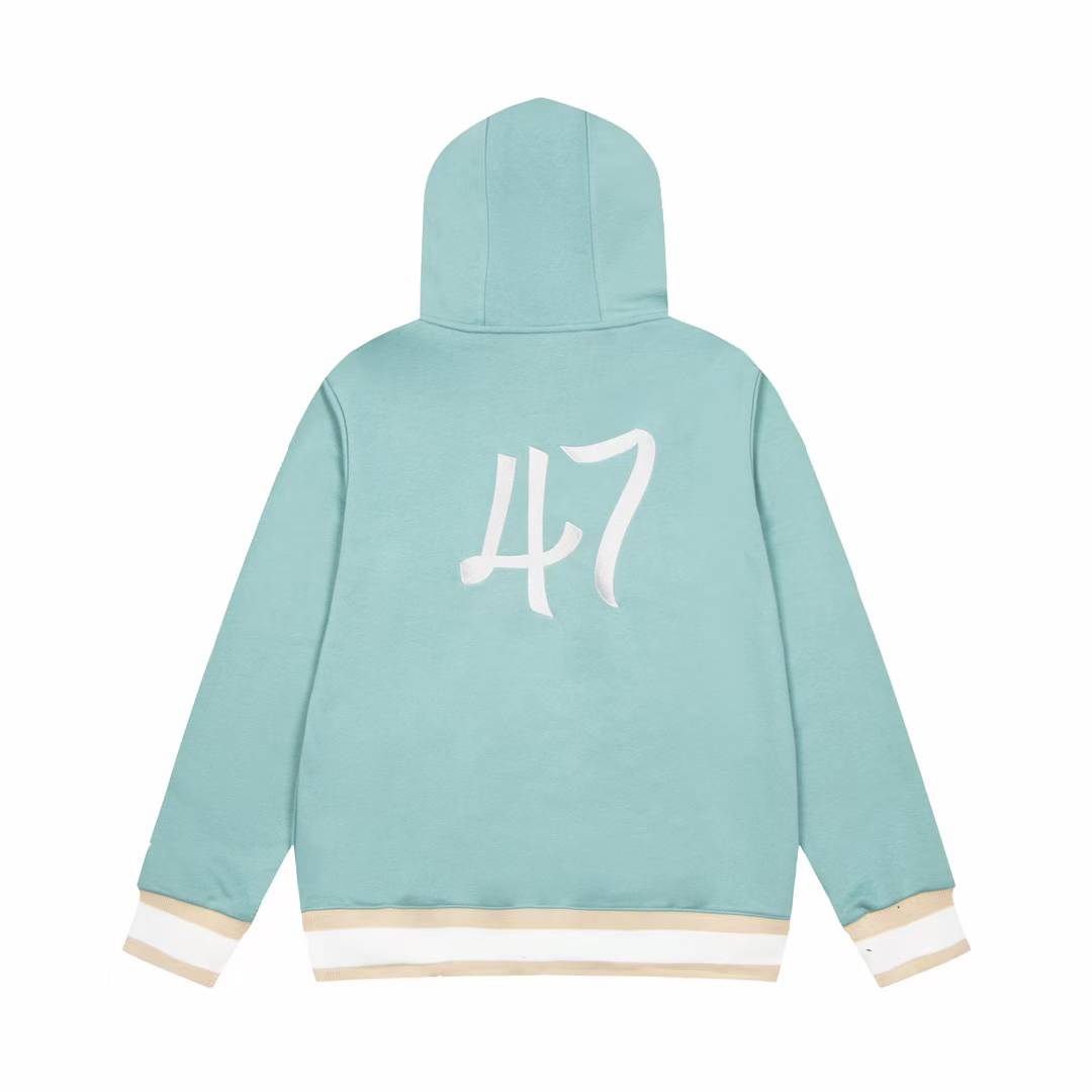 Dior aqua blue cotton fleece hooded sweatshirt featuring a revisited Christian Dior Paris signature on the front.