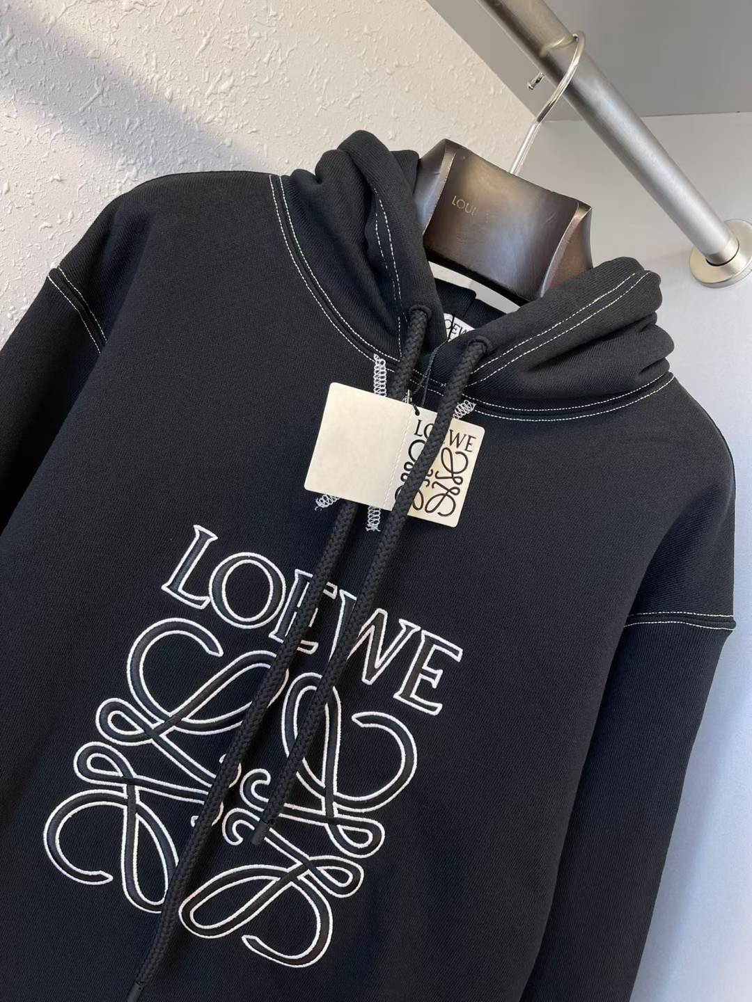 Loewe Anagram embroidered hoodie in black