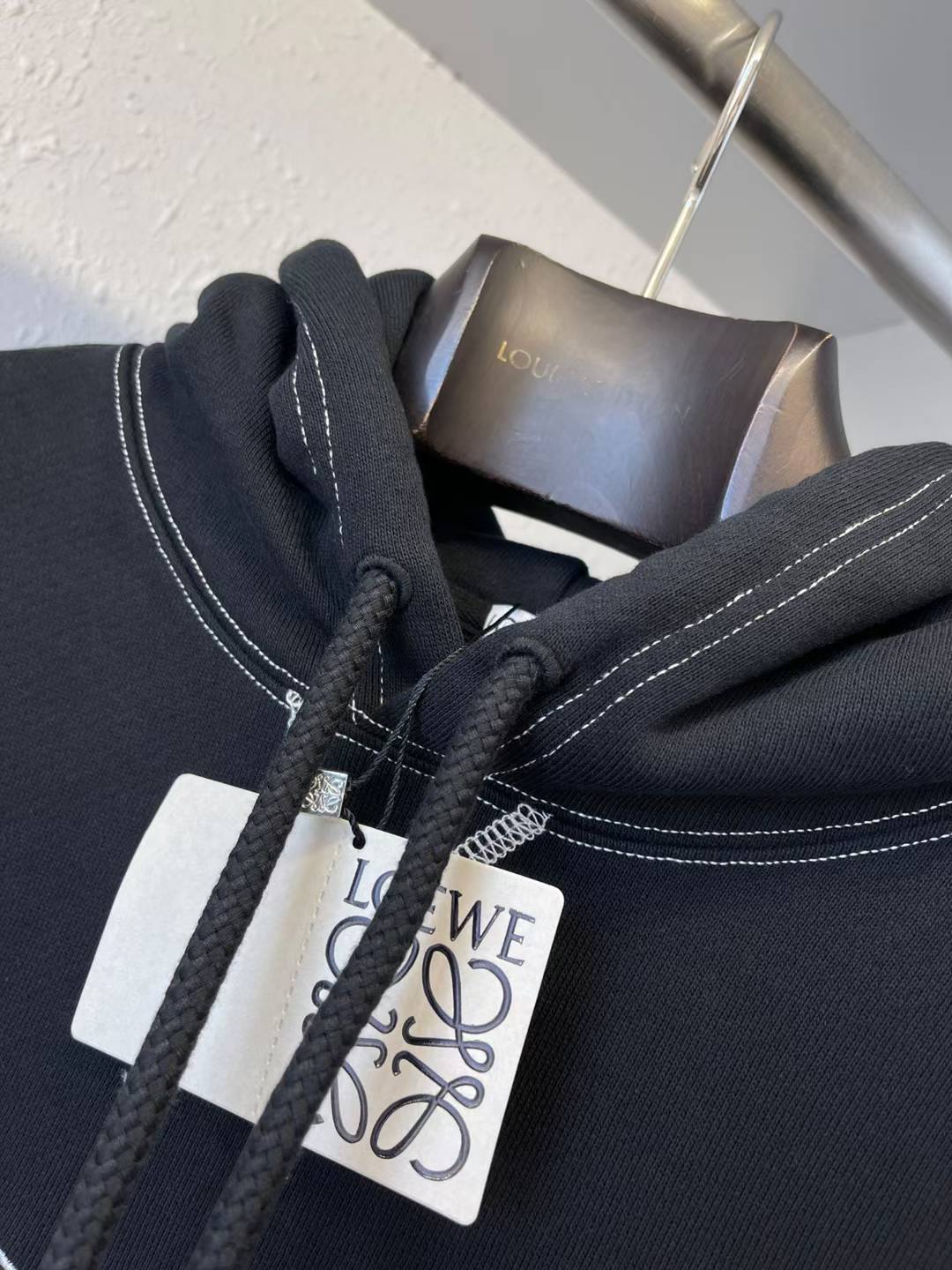Loewe Anagram embroidered hoodie in black