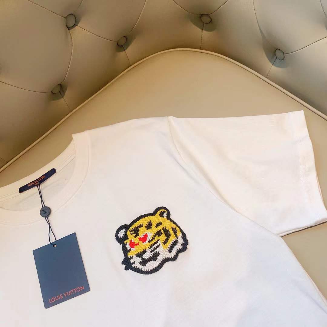 LV KENZO KIDS Girls Ivory Varsity Tiger Cotton T-Shirt