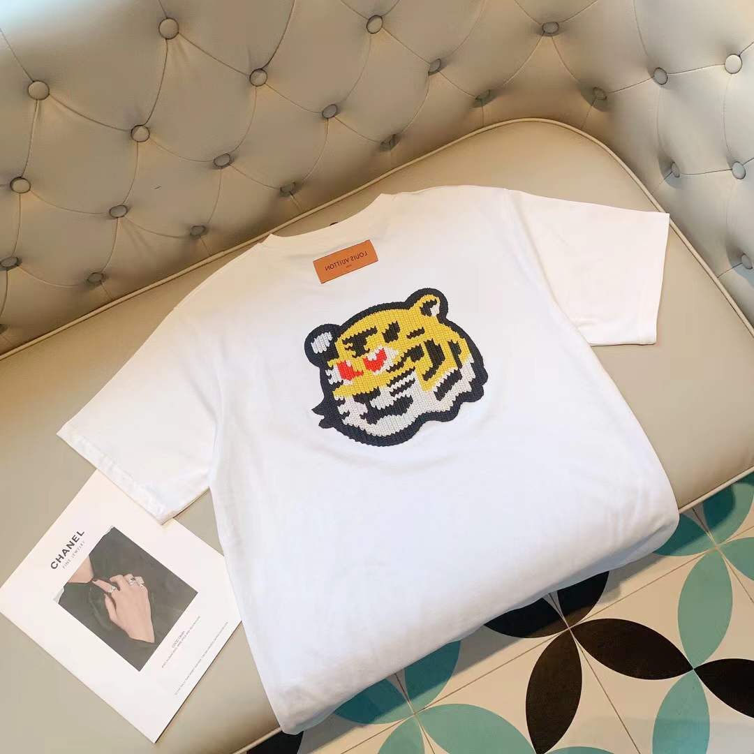 LV KENZO KIDS Girls Ivory Varsity Tiger Cotton T-Shirt