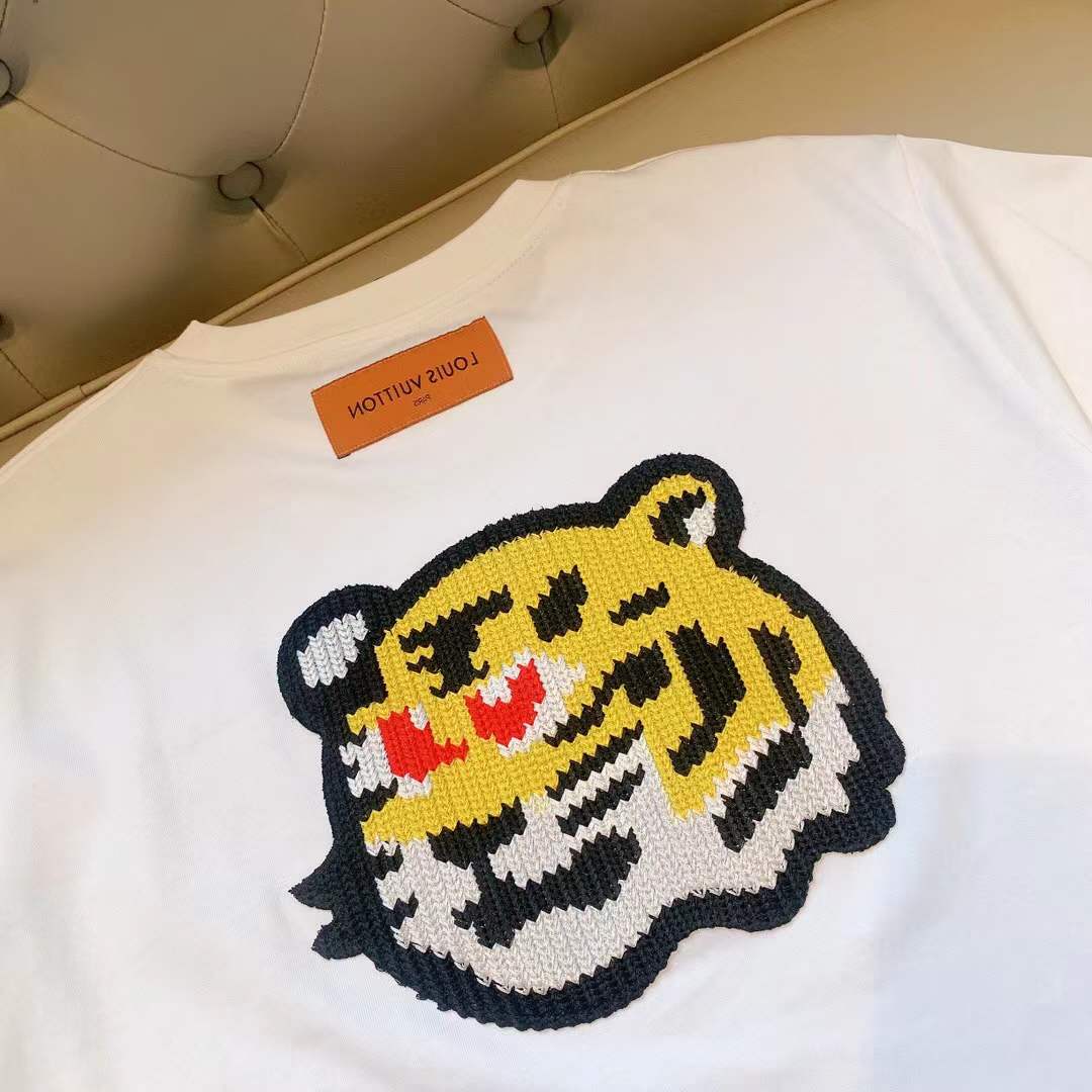 LV KENZO KIDS Girls Ivory Varsity Tiger Cotton T-Shirt