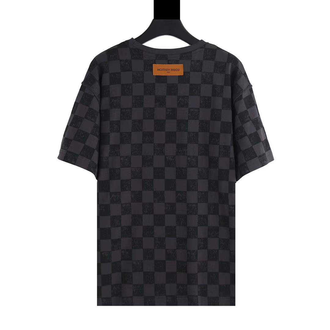 LV Damier signature t-shirt featuring a tonal checkerboard jacquard pattern