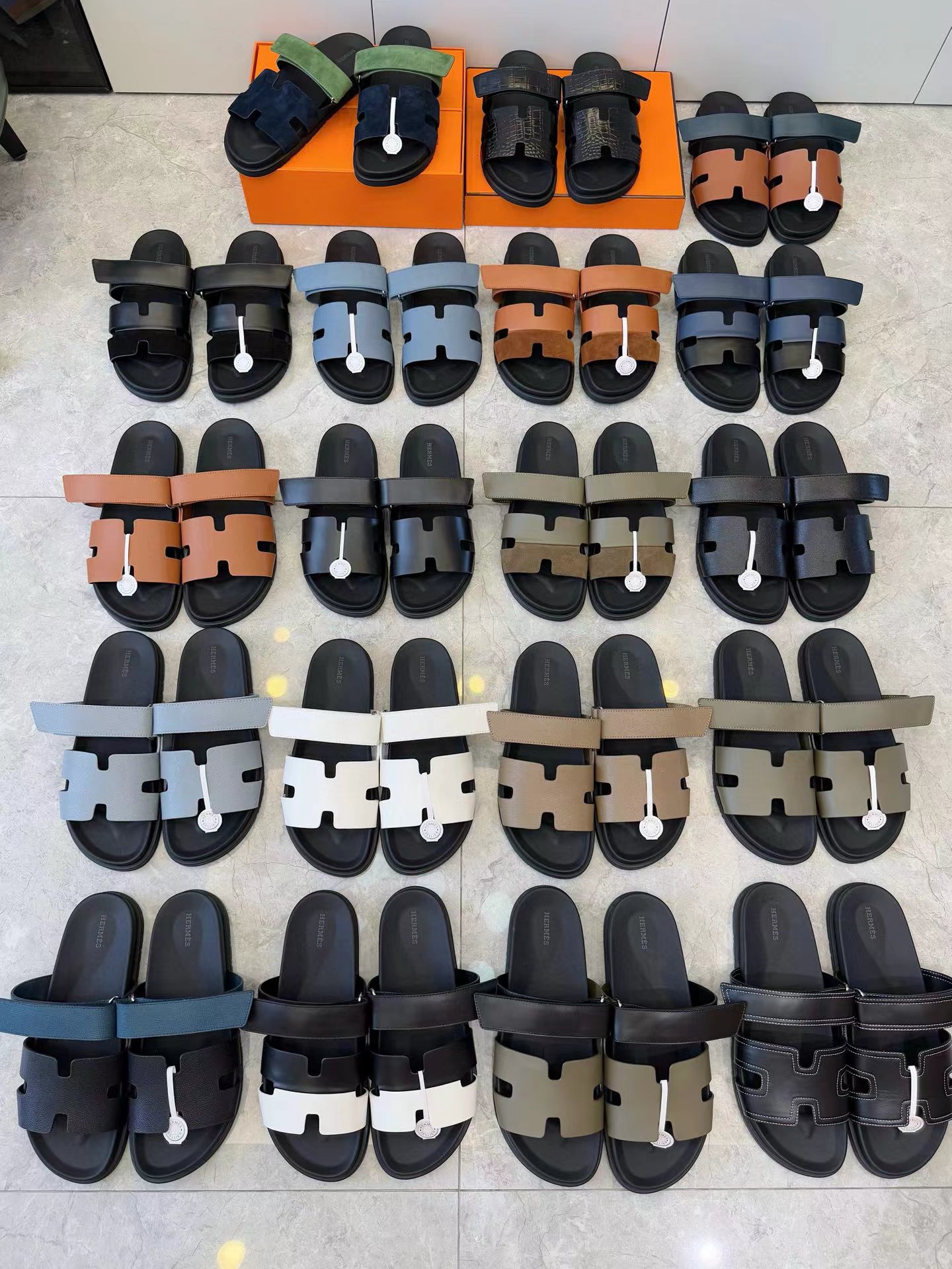 Hermes Calfskin Mens Chypre Sandal black