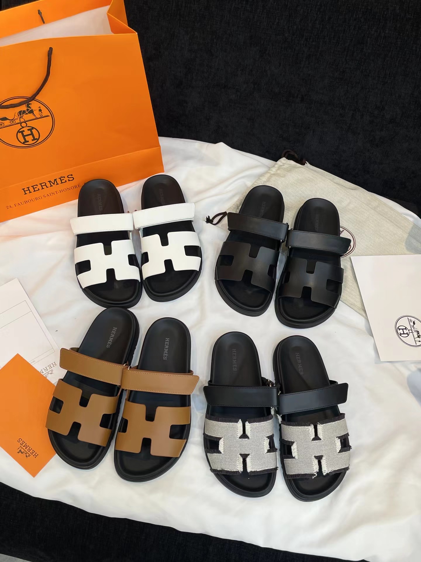 Hermes Calfskin Mens Chypre Sandal black