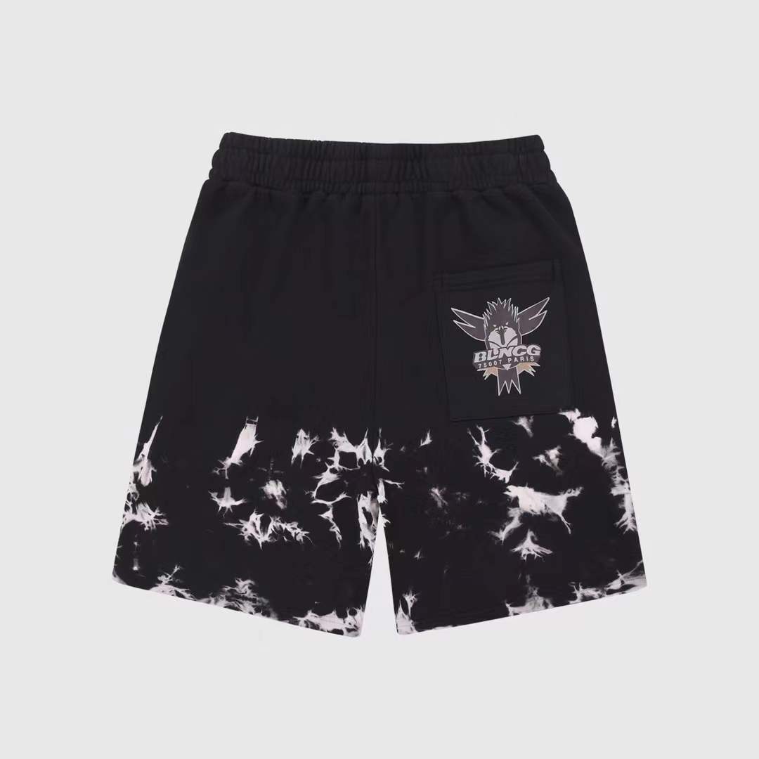 balenciaga black and white tie-dye shorts feature a Balenciaga brand logo