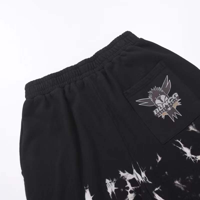 balenciaga black and white tie-dye shorts feature a Balenciaga brand logo