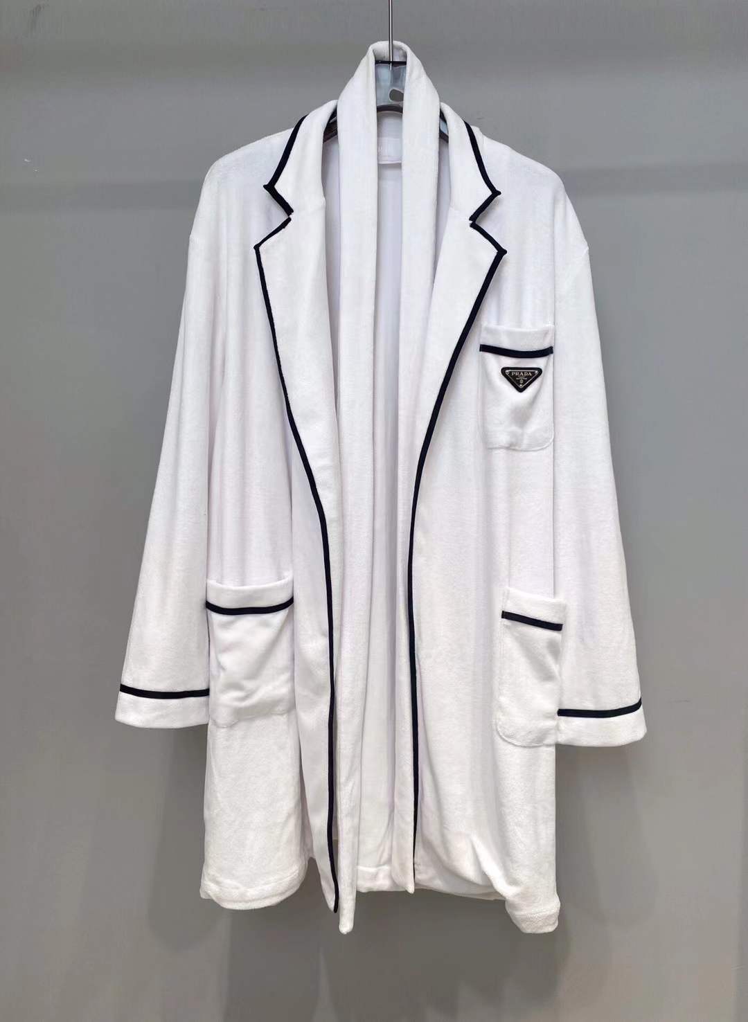 Prada Logo-Patch Terrycloth Robe coat