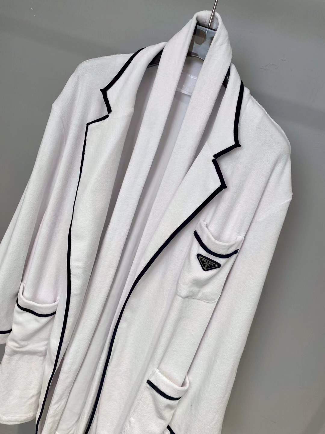 Prada Logo-Patch Terrycloth Robe coat