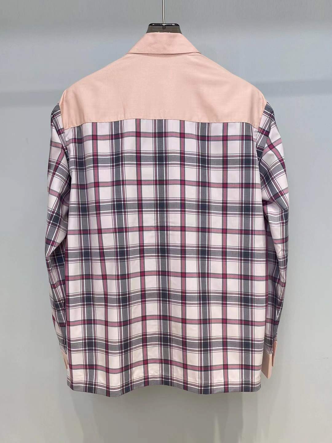 Burberry graphic check varsity overshirt featuring embroidered patches and a zippered front