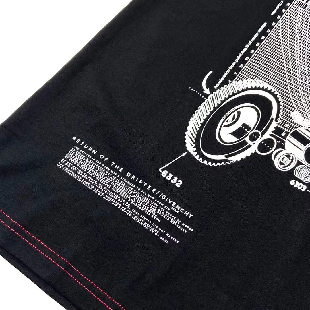 givenchy black cotton Givenchy Schematics print t-shirt featuring a graphic schematic design on the front and logo detail