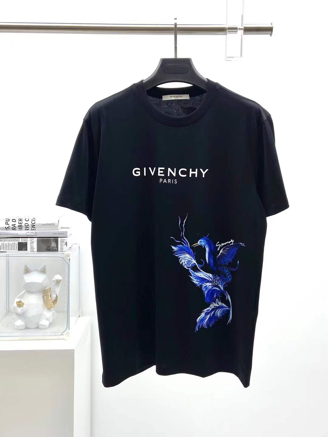 Givenchy black crewneck t-shirt featuring a front logo graphic inspired by Greek mythology and Picasso's art