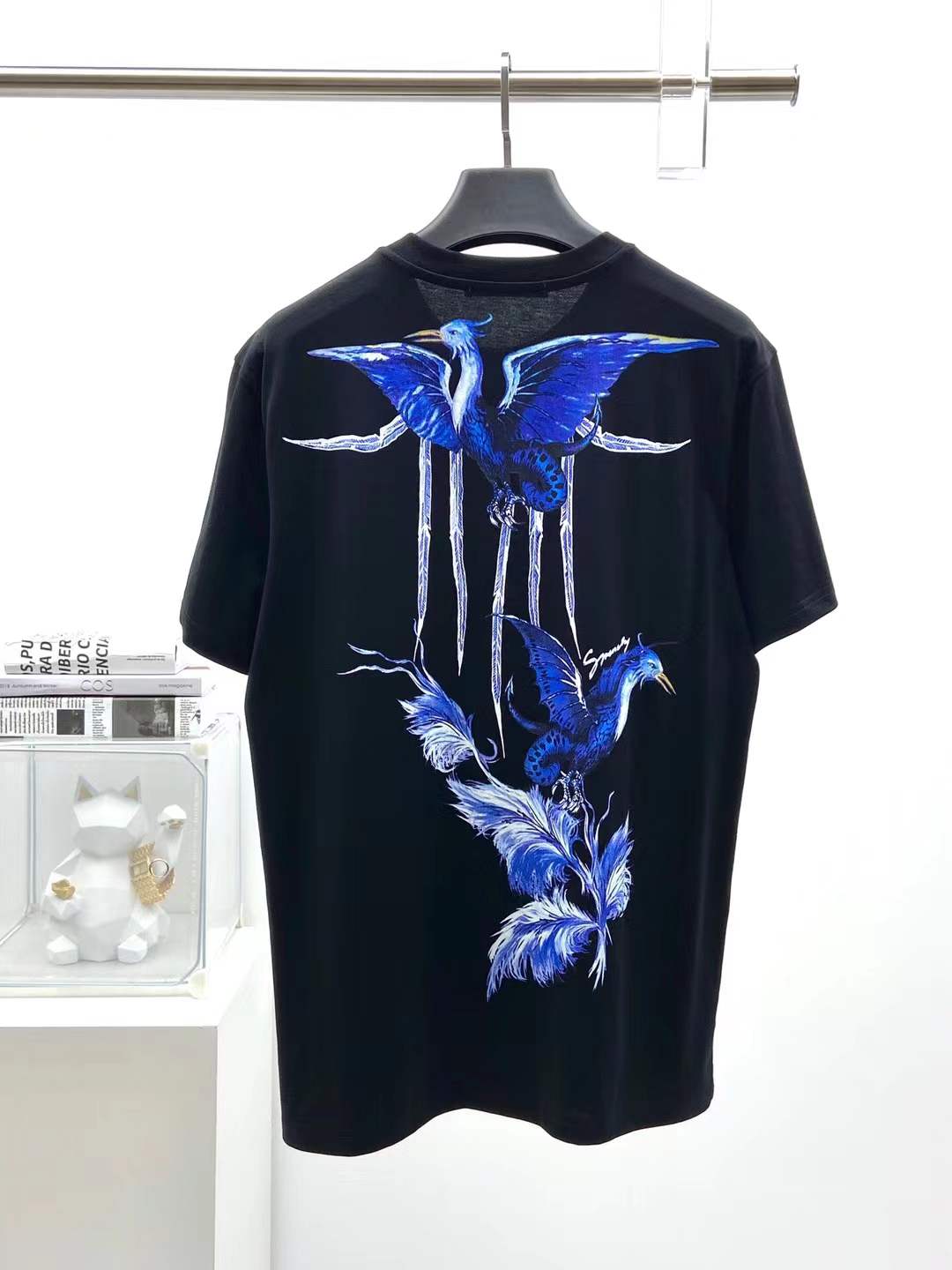 Givenchy black crewneck t-shirt featuring a front logo graphic inspired by Greek mythology and Picasso's art